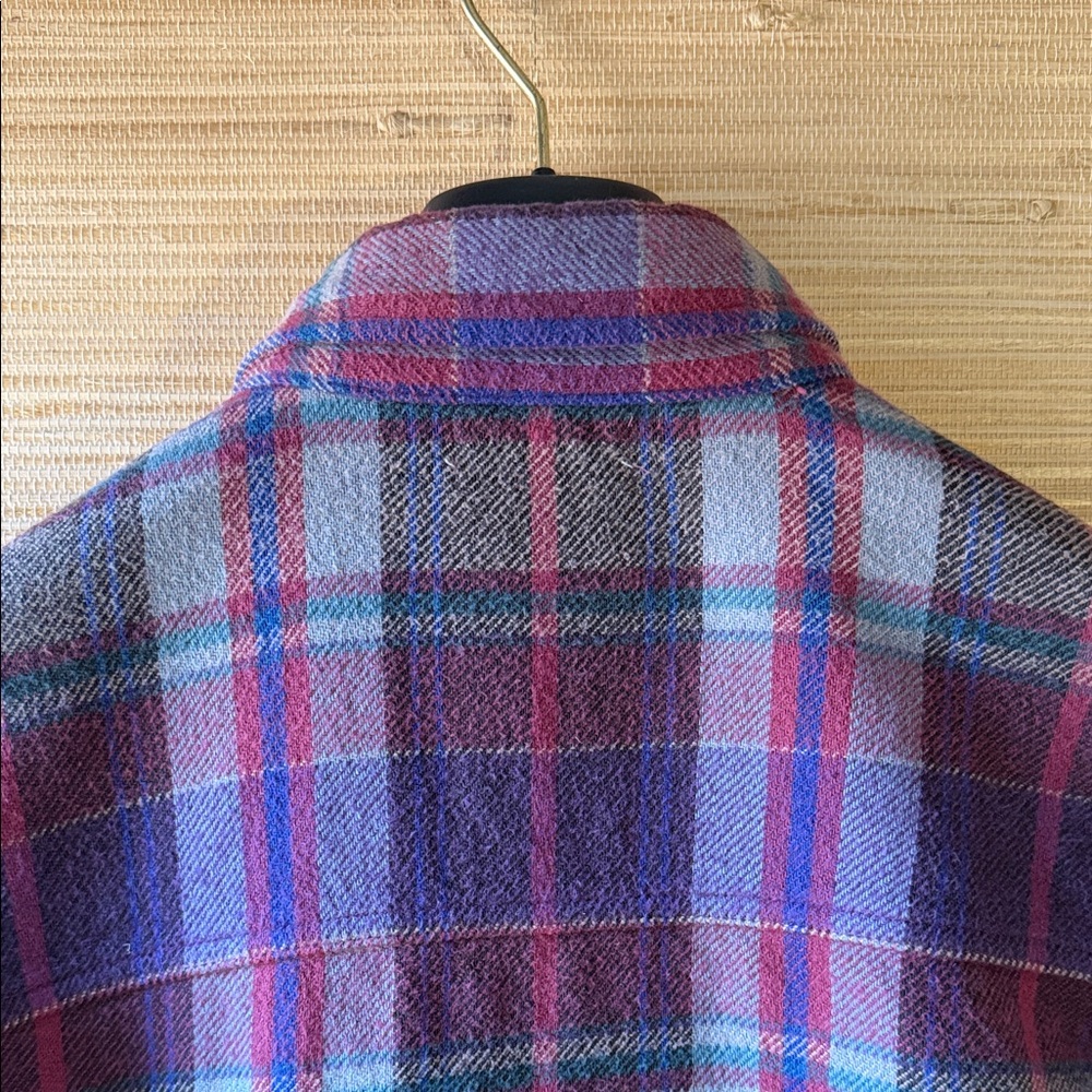 John Elliott Plaid Button-Down Shirt in Purple and Red - Picture 7 of 11